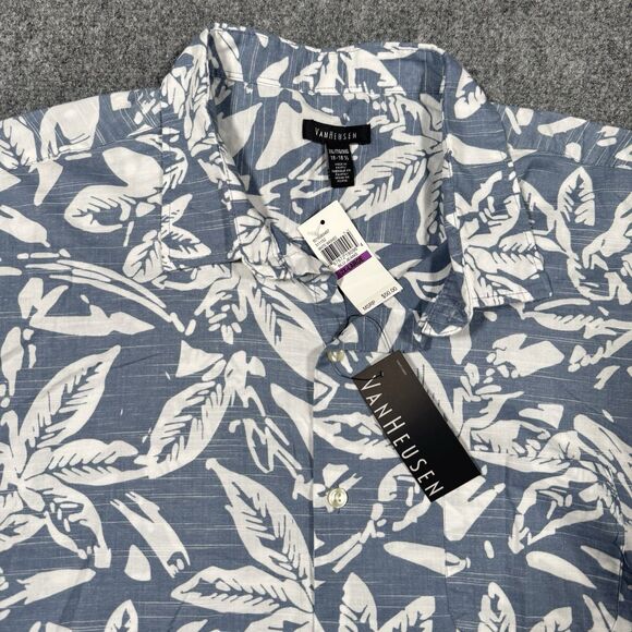 Van Heusen Other - Van Heusen Hawaiian Aloha Shirt Floral Blue Jean Whitewash 2XL XXL 18-18 1/2
